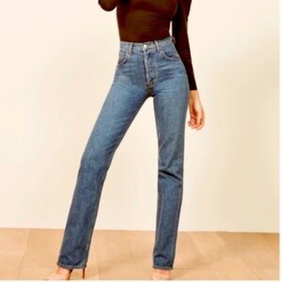 Reformation Teigan High Cigarette Jeans in Baltic Wash Size 25 Straight Leg - Picture 1 of 11